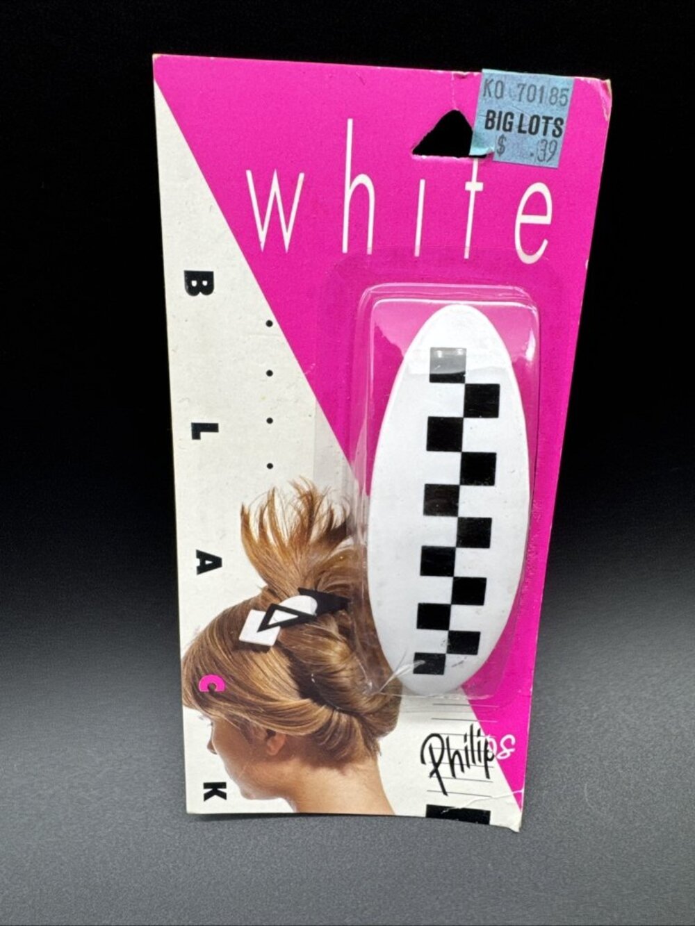 VTG 80’s Y2K Black White Checker Hair Barrette Philips NOS Retro